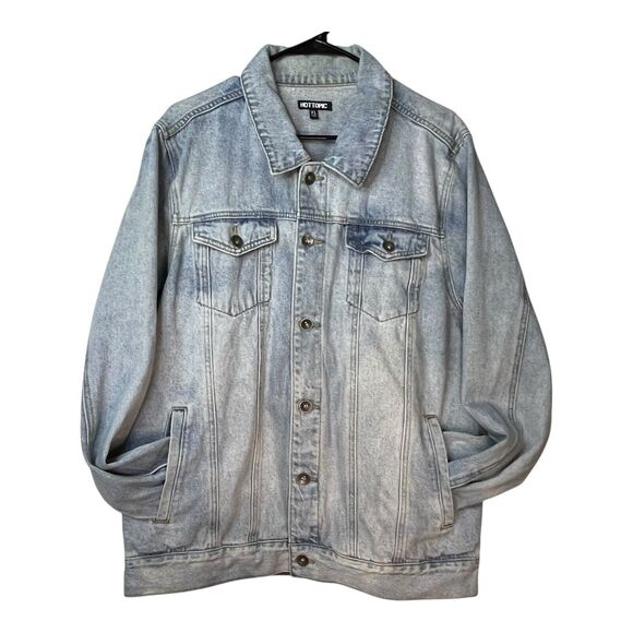 Hot Topic Light Wash Indigo Blue Denim Jacket Men’s Size XL - Picture 3 of 8